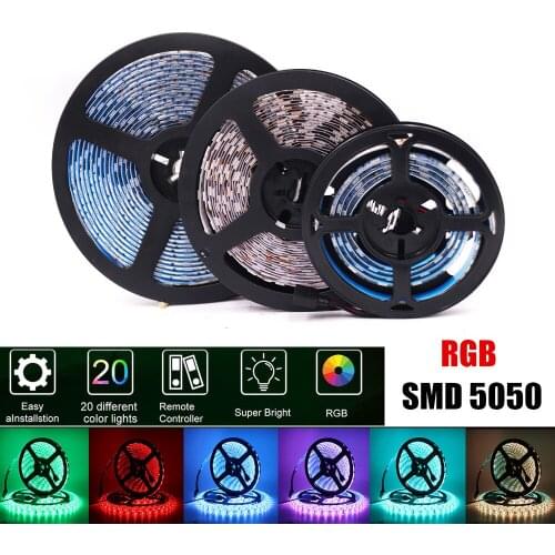 DC 12V SMD 5050 RGB LED Strip 60Leds/m Ribbon Lights Strip IP21 IP65 Indoor Lighting Flexible Tape LED Light Lamp