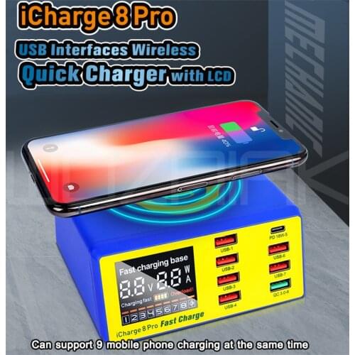 MECHANIC 8 pro Port USB smart charge support QC 3.0 Wireless charge Wireless charging with LCD display for Mobile phone charging