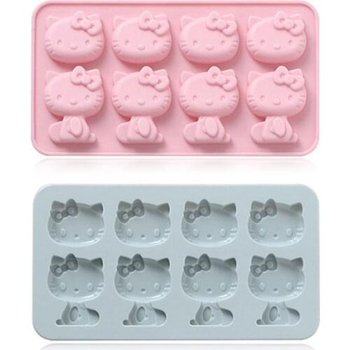 Cute Cat Silicone Mold DIY Ice Tray Chocolate Biscuit Mold Baking Tools Cake Decoration Accessories Hello Cat Silicone Mold