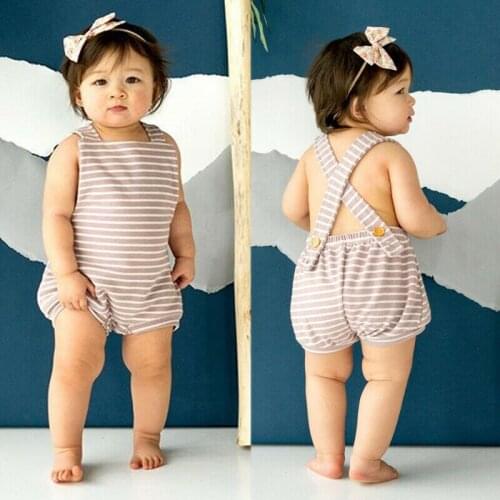Pudcoco Fashion Toddler Baby Girls Stripes Romper Bib Pants Overalls Playsuit Jumpsuit Cotton Kids Outfits Clothes