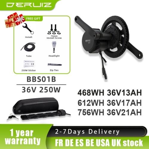 Bafang Motor BBS01 BBS01B 36V 250W Mid Drive Motor Electric Bike Ebike Conversion Motor Kit 36V21AH Samsung Lithium Battery Kits