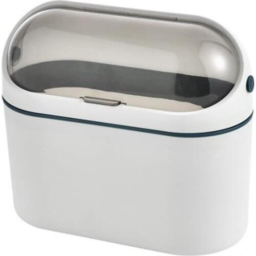 Trash Can with Lid, Waste Basket for Desktop, Small Office Countertop Garbage Can, Mountable Tiny Wastebasket for RV