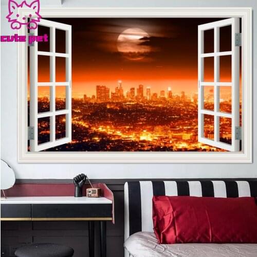 Emeroidery diamond moon night city landscape rhinestone painting cross stitch diamond mosaic new arrival full display picture