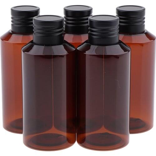 Set of 5 Travel Size Plastic Bottle Cosmetic Bottle with Lid Toiletry Bottle