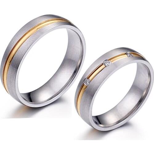 Couple wedding rings for men and women lovers alliance 14k gold filled stainless steel jewelry promise rings white gold