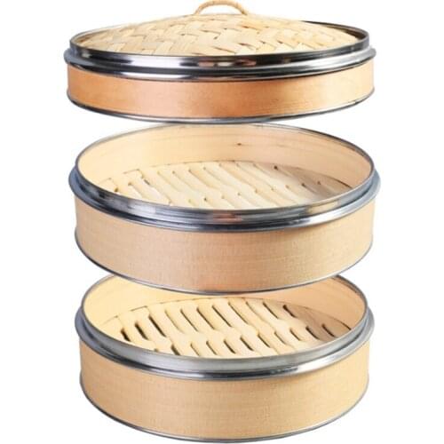 Thick Stainless Steel Side Steamer, Steamed Cedar Steamed Buns, Steamed Buns, Household Bamboo Cage Drawers, 2 Layers 1 Lid Stea