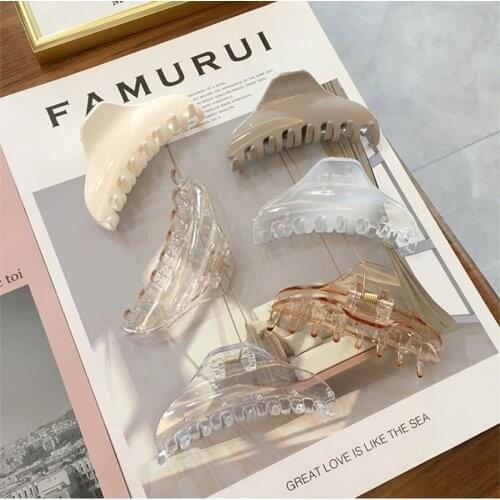 Transparent Hair Claws Crab Solid Color Acrylic Barrette Vintage Hair Clip Simple Elegant Hair Accessories Ponytail Clip Crabs