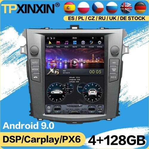 Carplay Tesla 128G Radio Bluetooth Android For Toyota Corolla 2007 2008 2009 2010 2011 2012 2013 GPS Player Auto Audio Head Unit