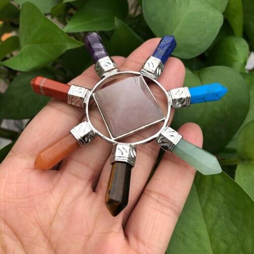 Rainbow Crystal Pyramid Seven Chakras Energy Healing Stone Home Decoration