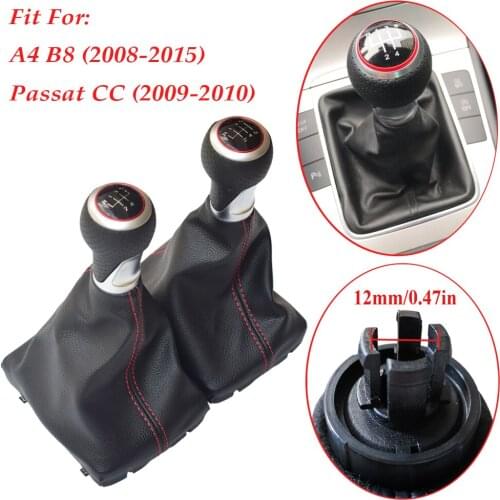 For Audi A4 B8 2008-2015 For Passat CC 2009-2010 Car Accessories Matte red 5/6 speed gear shift knob shifter boot gaitor