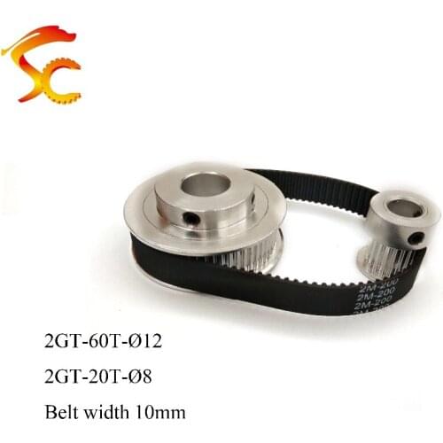 Timing Belt Pulley GT2 60 teeth 20 teeth Reduction 3:1/1:3 3D printer accessories belt width 10mm Bore 10&8mm