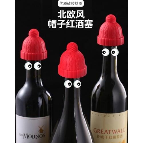 Silicone Wine Stoppers,Air Tight Seal on Wine Bottles,Beanie Cap Decorative,Bottle Caps Reusable and Unbreakable Sealer Covers