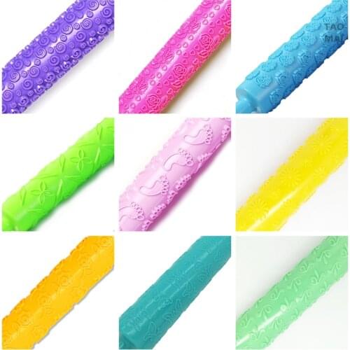 Pottery Tool Texture Printing Mud Roll Rolling Pin Plastic Embossing Pattern Rolling Pin Clay Polymer Printing Mold