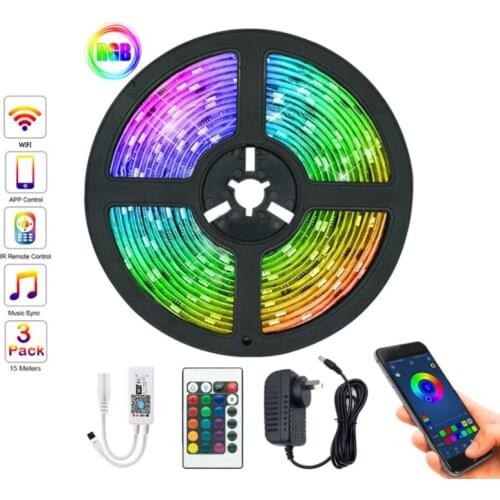 LED Strip Light ,RGB SMD2835, WIFI Flexible Ribbon, DIY Led Light Strip RGB Tape Diode DC 12V Phone app bluetooth