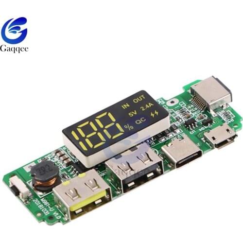 LED Dual USB 5V 2.4A Micro/Type-C USB Mobile Power Bank 18650 Charging Module Lithium Battery Charger Board Circuit Protection