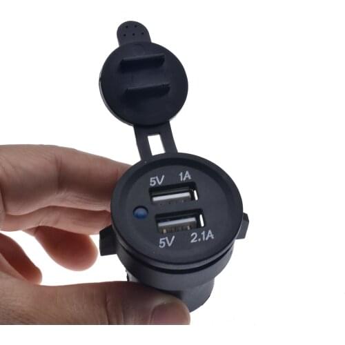 Universal Cigarette Lighter Car Charger USB Vehicle DC12V-32V Waterproof Dual USB Charger 2 Port Power Socket 5V 2.1A/1A