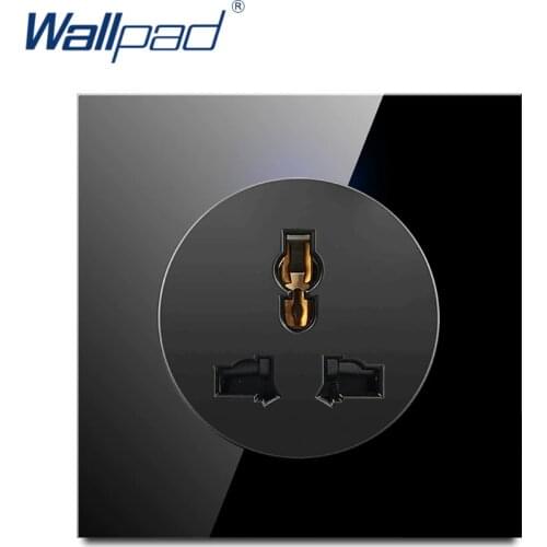 Wallpad 3 Pin MF Socket New Arrival Crystal Glass Panel Wall Power Socket Outlet Grounded With Child Protective Lock