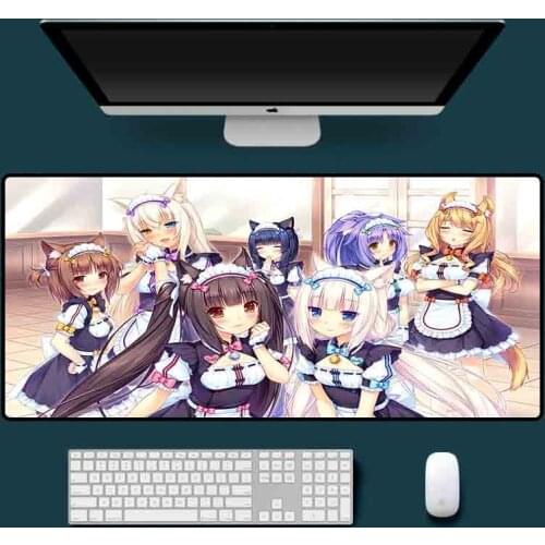XGZ big mouse pad cat anime Nekopa anime mouse pad black seam computer notebook office rubber non-slip carpet desk mat