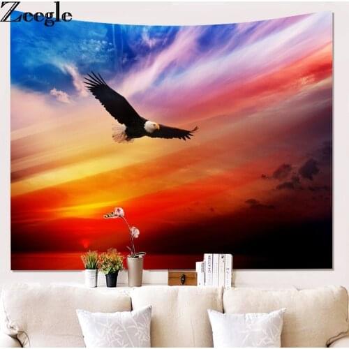 Zeegle Eagle Printed Wall Hanging Tapestry Living Room Decor Hippie Tapestry Mandala Bedspread Background Cloth Yoga Picnic Mats