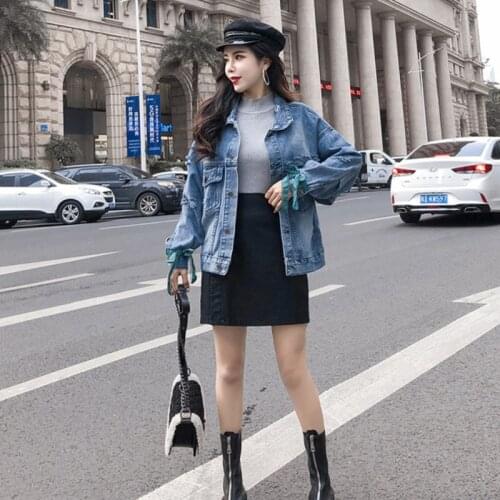 2021 Autumn New Denim Jacket Women Loose Embroidery Harajuku Jeans Coat Womens Streetwear Spring Short Jean Outwear Female