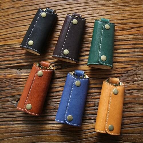 100% Genuine Leather Key Wallet For Men Male Real Cowhide Vintage Handmade Car Key Wallets Bag Case Holder Organizer Housekeeper