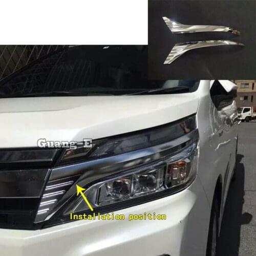 For Toyota Noah Voxy 80 Series 2014 2015 2016 2017 2018 Car Sticker Body Head Front Eyebrow/Trim Light Lamp Frame Cover 2pcs