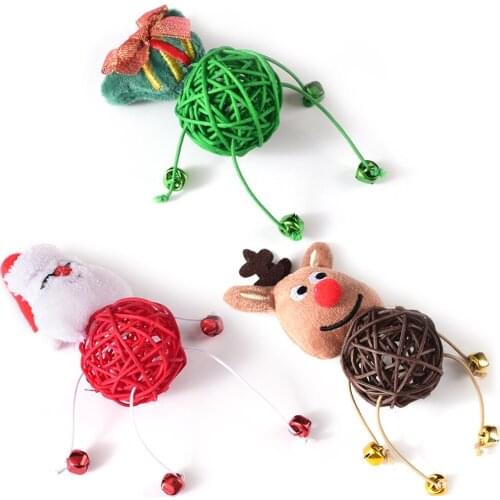 3pcs/Set Multicolor Cat Bell Toys Elk Fashion Kitten Chew Toys Kitten Ball Toys Creative Plush Playing Toys Premium Pet Supplies