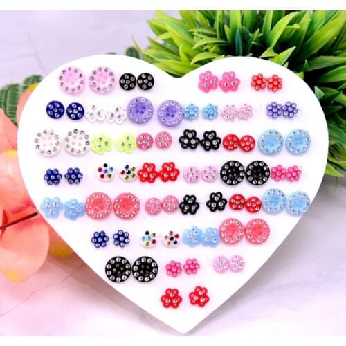 36 Pair/lot Fashion Mix Style Hypoallergenic Plastic Buttons Stud Earrings Set For Women Trendy Girl Child Earring Accessories