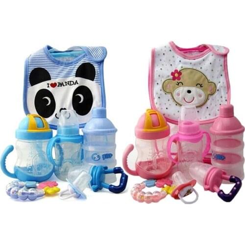 7PCS/Pack Cotton Cartoon Bib Teether Baby Comfort Pacifier Chain Food Supplement Bottle Set Baby Pacifiers And Accessories