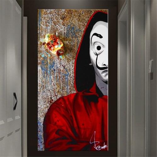 Abstract Graffiti Art Dali Canvas Paintings Wall Art Posters And Prints Street Art Red Clothes Mask Picture For Kids Room Decor