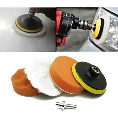 4inch Car Polishing Disc Gross Polish Buffing Waxing Sponge Wool Wheel Kit Set For Drill Adapter Car Polisher