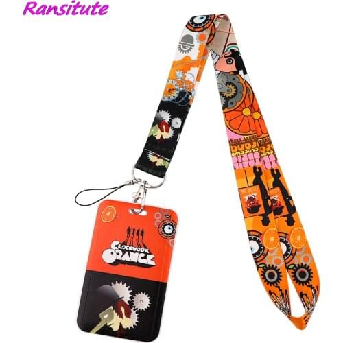 Ransitute R1828 Movie Orange Figure Lanyard Credit Card ID Holder Badge Student Women Travel Bank Bus Business Card Cover Badge