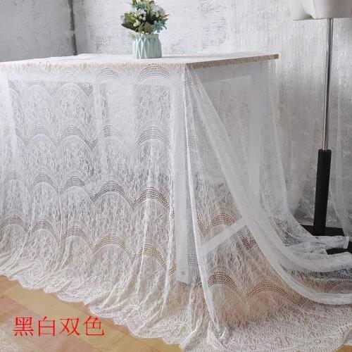 Black White 150cm *300cm Wedding bridal Dress Applique DIY Bridal Headdress scarf veil Eyelash lace fabric curtain free shipping