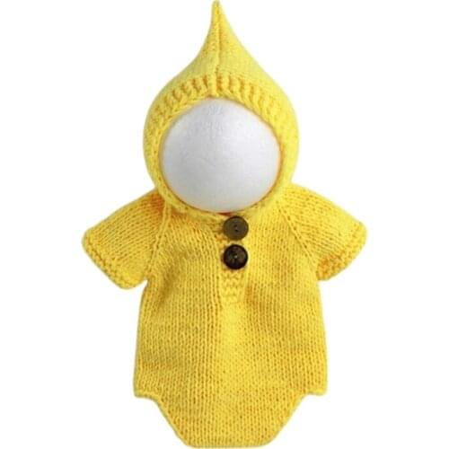 Baby Hooded Romper Outfits Newborns Photography Props Photo Shooting Clothing XXFE