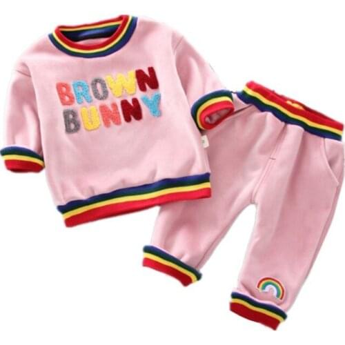 New Spring Autumn Baby Girl Clothes Children Boys Letter T Shirt Pants 2Pcs/sets Infant Toddler Fashion Costume Kids Tracksuits