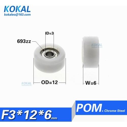 [F0312-6]10PCS/lot 693zz 693z 693 coated with POM Plastic sliding door roller wheel minisize POM bearing inner diameter 3X12X6mm