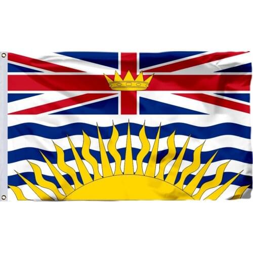 British Columbia Flag 90x150cm 3x5ft 120g 100D Polyester Free Shipping Canadian Provinces 60x90cm 21x14cm Banner