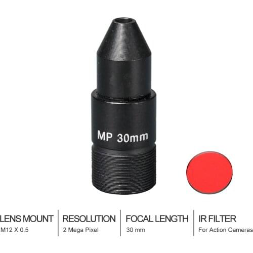 HD CCTV Lens Pinhole 30MM M12*0.5 Mount 1/2.7" F1.6 9.6 degree with IR filter for Action Cameras