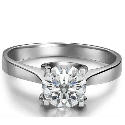 Solid 14K White Gold AU585 Gold 1CT Brilliant Real Diamond Engagement Ring For Woman Romantic Engagement Jewelry For Her