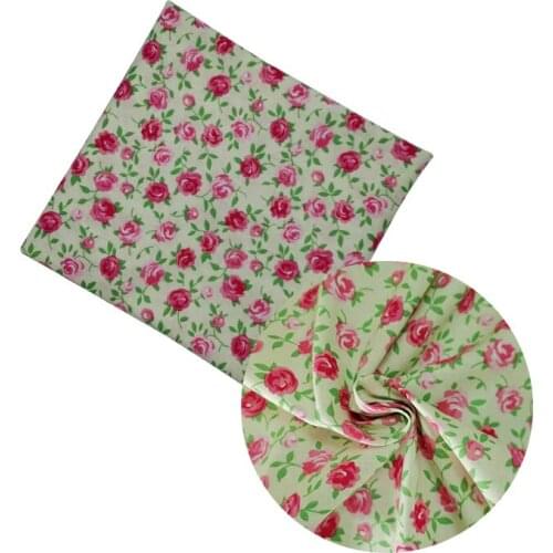 Beautiful Digital Printing 100% Cotton Fabric Green Bottom Red Rose Pattern Sewing Material Children Fabric Diy Shirt Clothing