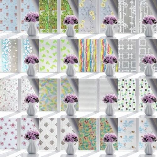 15 Styles Frosted Window Film Self Adhesive Privacy Glass Protective Sticker for Toilet Bathroom Stained Opaque Window Films