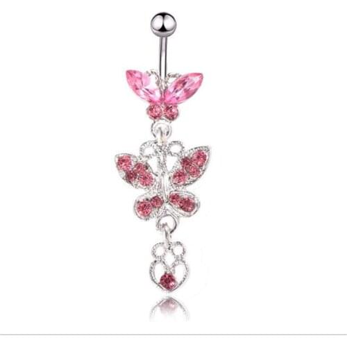 Trendy Cute Butterfly Navel rings CZ Crystal Belly Button Ring For Women Sexy Dangle Navel Piercing Fashion Body Jewelry Gifts