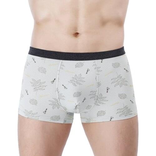 Ice Silk Hollow Mesh Breathable U Convex Men Underwear Qual High Elastic No Trace Printing Soft Comfortable Male Boxer Brief B45