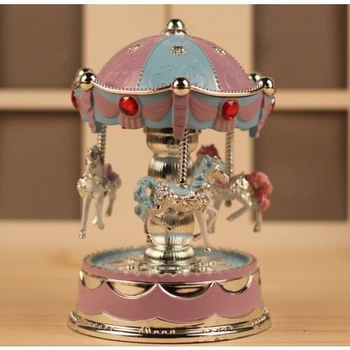 Battery Powered LED Carousel Music Box Birthday Gift Unisex Home Decor Toy Party Baby Room Wedding Romantic Desktop Game