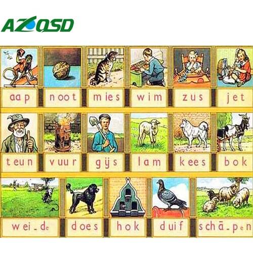 AZQSD Full Square Drill Diamond Painting Reading Board Cartoon 5D DIY Diamond Embroidery Picture Of Rhinestones Home Decor Gift