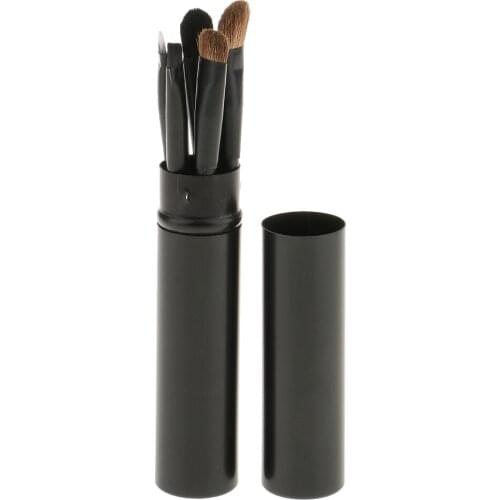 Pro 5pieces Makeup Cosmetic Foundation Eyeshadow Eyebrow Eyeliner Lip Blending Brushes Set with Organizer Tube Compact Size