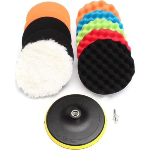 3" 5" 6" 7" Waffle Sponge Buffer Car Buffing Polisher Pads Foam Polishing Set 11Pcs