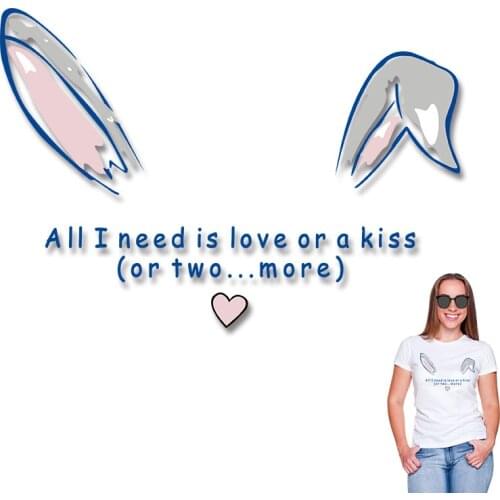 Cartoon rabbit ears Washable DIY Appliques Stickers on Clothes Heat Transfer PVC Patch Heat Transfer printing