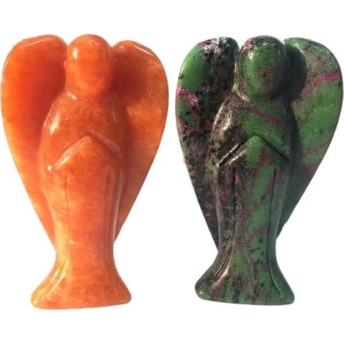 Natural Crystal rubys Zoisite Angel Shape Hand Carved Healing Stone Feng Shui Gemstone Or Gift