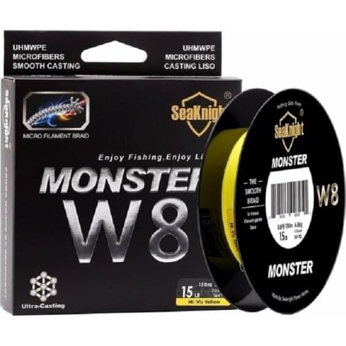 New best MONSTER W8 150M 15LB 6.8KG 0.14mm Braided Fishing Line 8 Strands Weaves Super Thin 0.8# PE Multifilament Floating Line